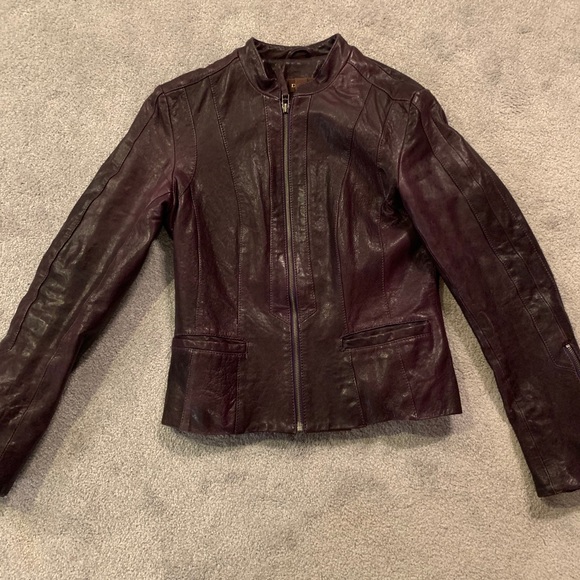 Danier Leather Jacket- Colour: Eggplant - Picture 1 of 5